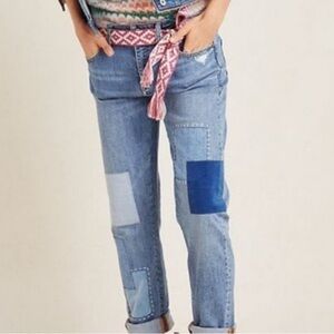 Anthro Pilcro Patchwork Slim Boyfriend Jeans